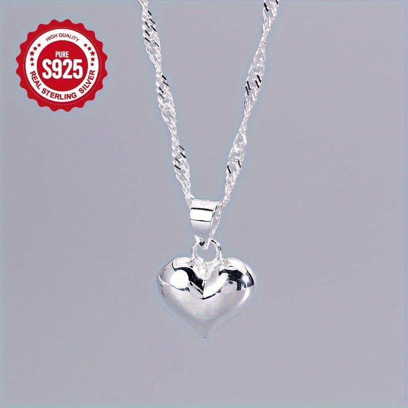 

Heart-shaped Pendant Necklace In S925 Sterling Silvery - Casual Attire Christmas, Thanksgiving And Other Holidays