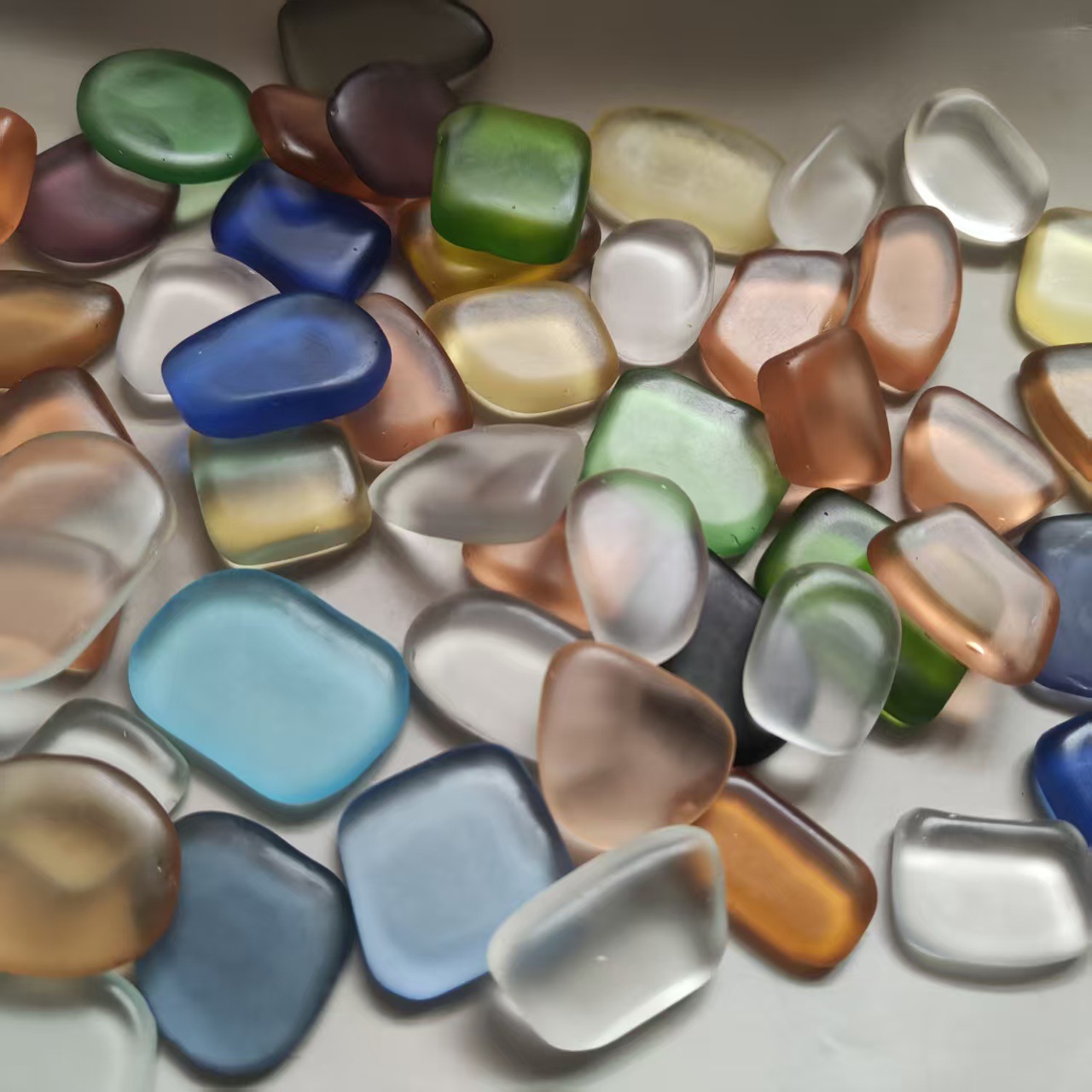 300g A Bag - Sea Glass Sheet Handmade Jewelry Home Decoration Colored Glass Sheet Fine Polished Rough Stone Fish Tank Landscaping