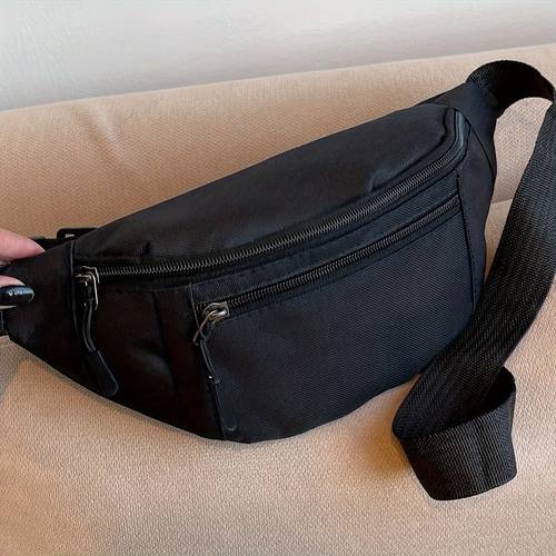 adjustable lightweight multi layer waist bag zipper closure sports black unisex design suitable for running yoga travel and outdoor activities storage of mobile phone keys essentials pouch multiple compartments small g