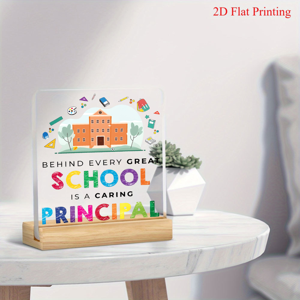 TEMU 2d Flat, 2d Flat Acrylic School Principal Desk Plaque - Suitable For , Educators Retirement Gifts, Teacher's Day & Thanksgiving Decorations,