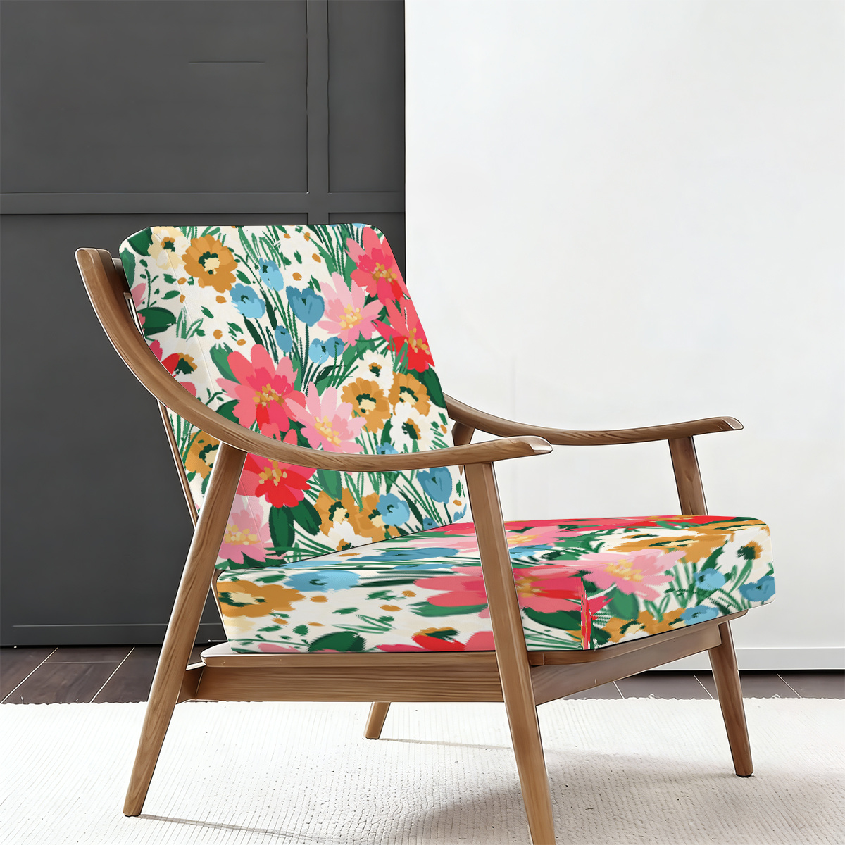 TEMU Set Of 2/6/8pcs Featuring Vibrant, Contrasting Floral Prints For Outdoor Garden Sofa Covers | Indoor Elastic Cushion Sofa Covers Furniture From