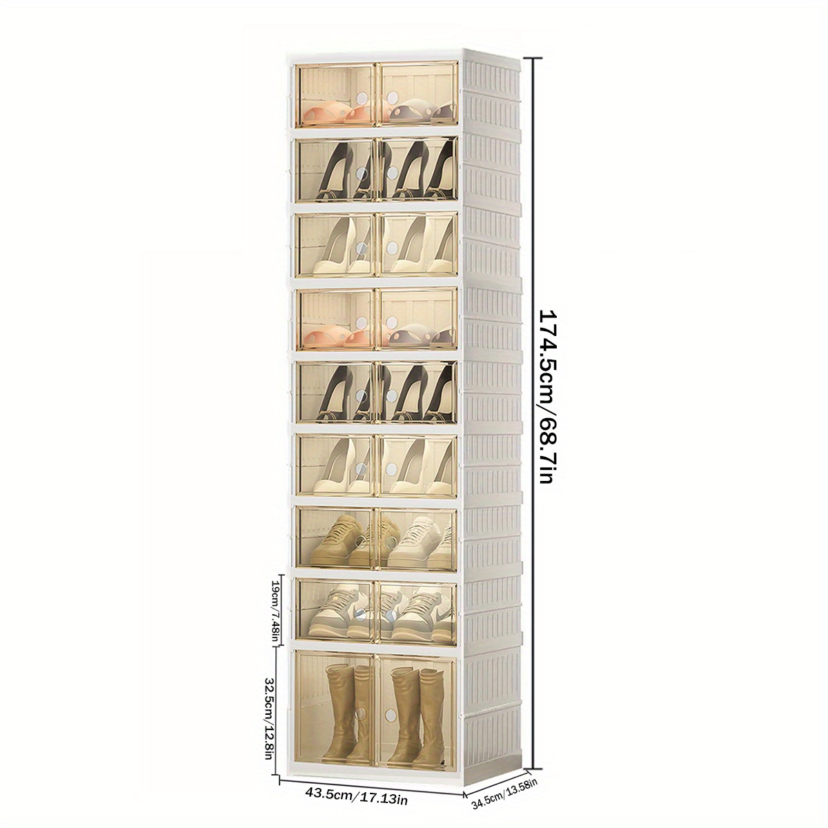 TEMU 3-9 Layer Folding Shoe Cabinet, No , Large Capacity Transparent Plastic Storage Rack, Suitable For Entrance Hall, Wardrobe, And Home