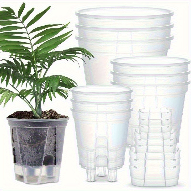 Set mit 3 transparenten, selbstbewssernden Pflanzgefen fr  Zimmerpflanzen (14,5 cm / 14,71 cm / 19,99 cm) mit transparentem  Selbstzirkulationsdesign, ausgestattet mit automatischer Wasseraufnahme ...