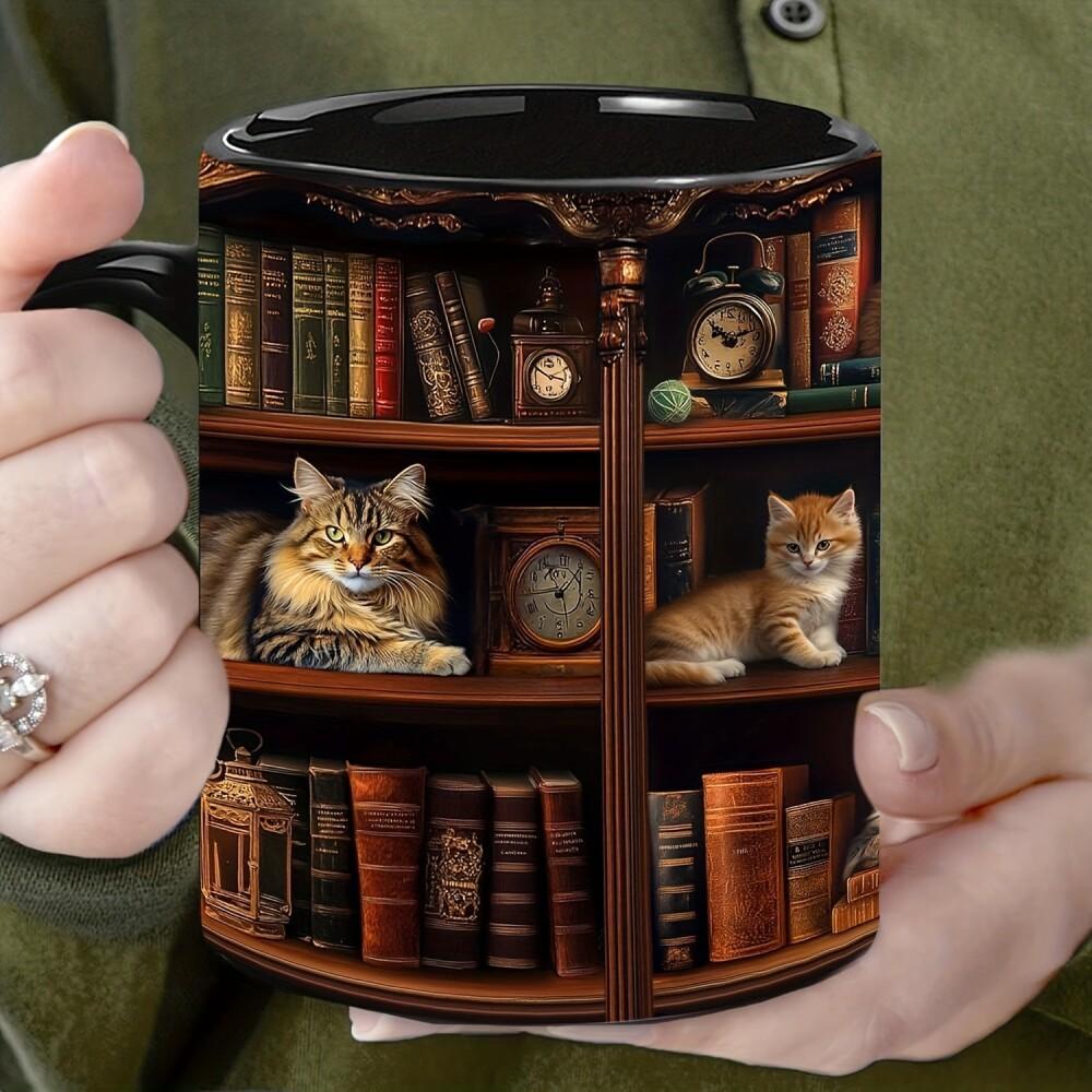 After Shipping, Delivery To The Uk As Little As 2 Working Days. Coffee Cup With Bookshelf Pattern, Coffee Cup