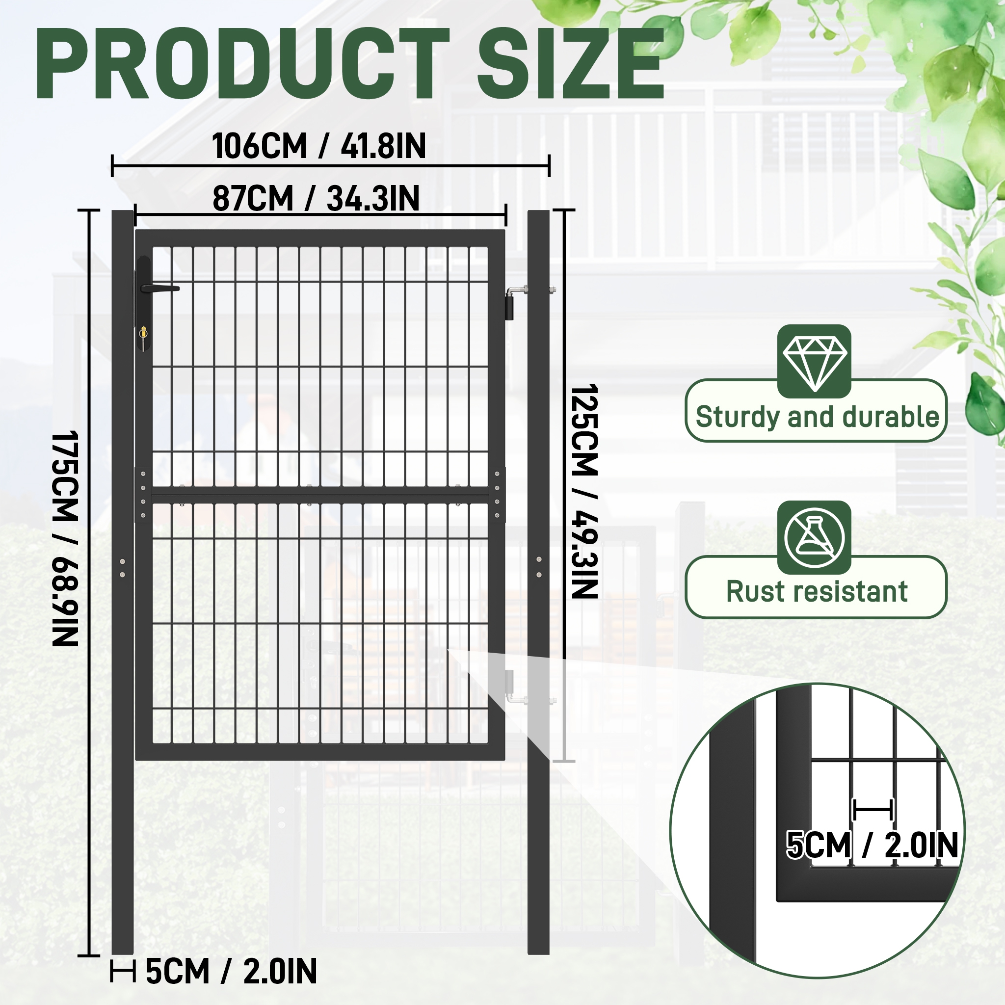 Image of Plug-in Fence, Field Fence, Garden Gate, Garden Door, Fence Gate, Garden Fence, Fence, Yard Gate, Made Of Galvanized Steel, Fence Door, Courtyard Gate, Includes Lock, Door Handle And Keys