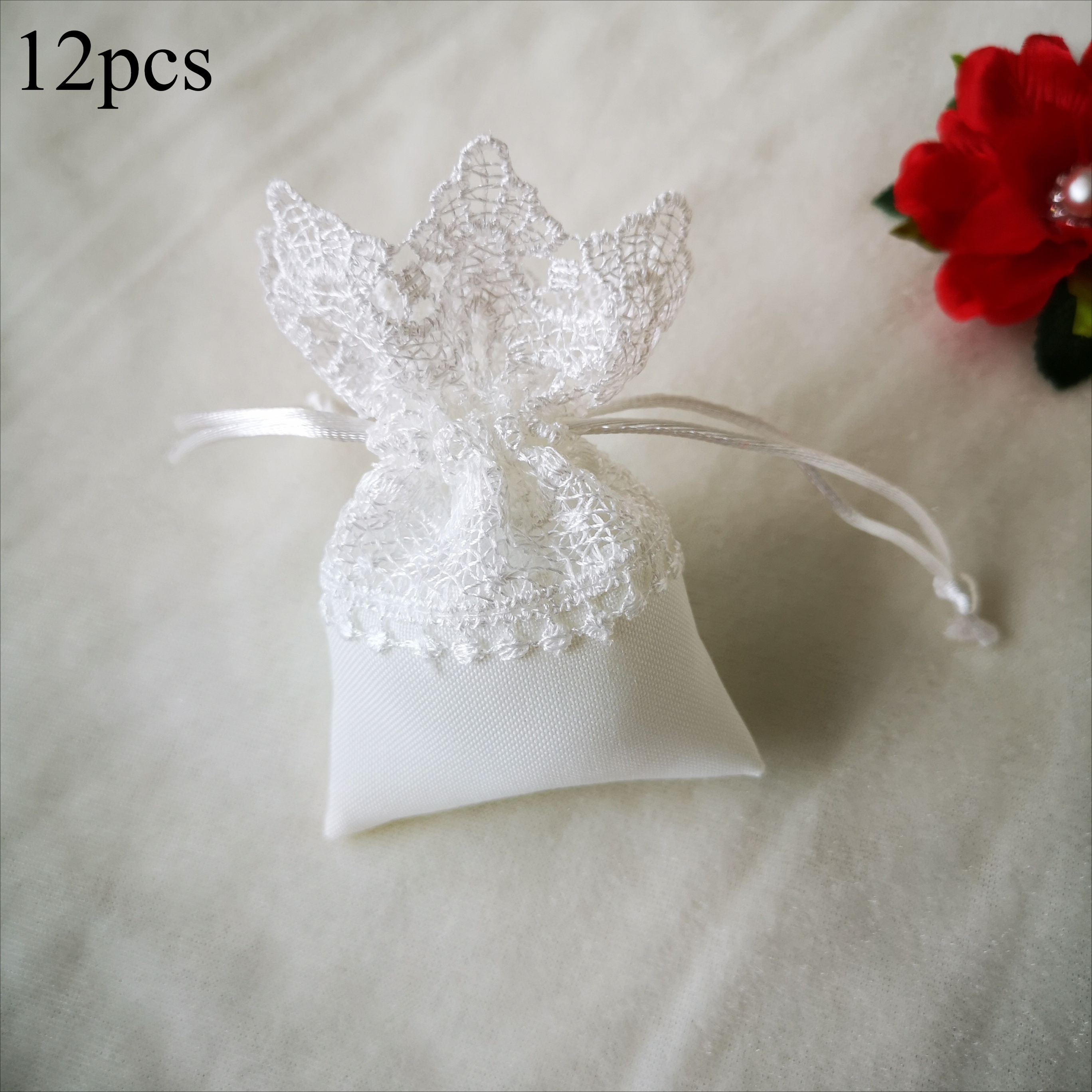 E-shop 8/12 Stk. Spitzen-Geschenktüten mit Kordelzug für Ostern, Weihnachten, Halloween, Heimfest, DIY-Dekoration und Hochzeit