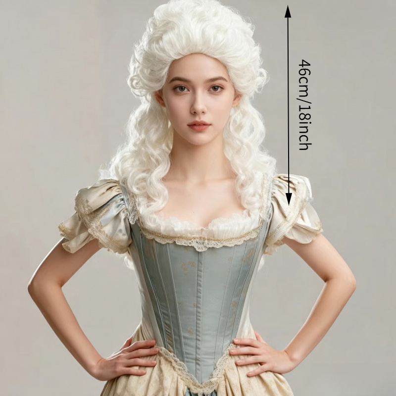 E-shop Retro Voluminöse Lockenperücke | Vollständiges Haar, Edler Hofstil, Anpassbare Kopfgröße, Geeignet für europäische Themenpartys, Stücke, Cosplay