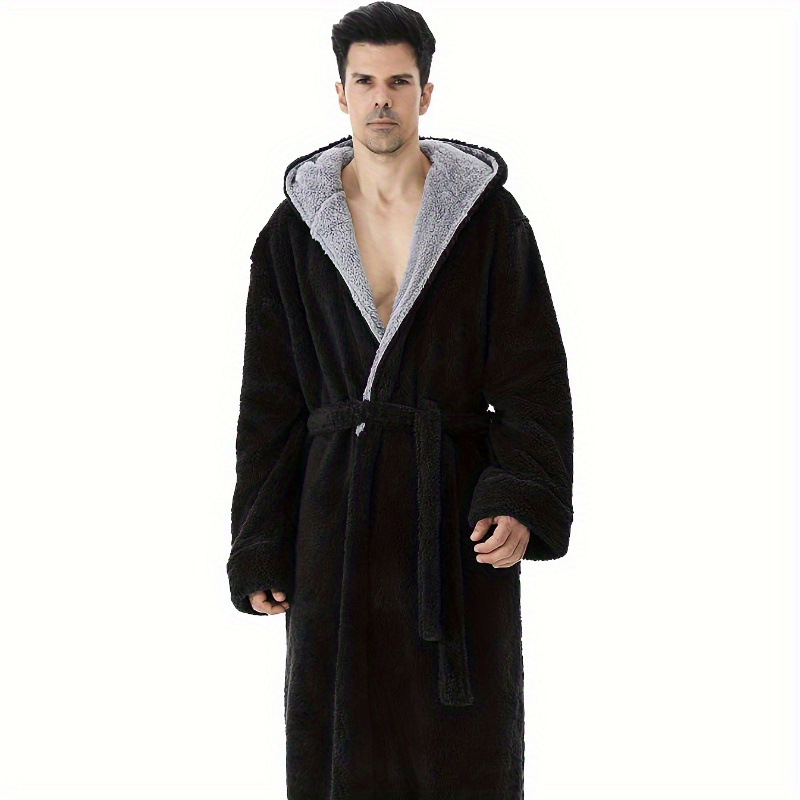 

And Choose. Men's Hooded Thickened Long Bathrobe Is Comfortable, Warm, Elegant And A Must-have At Home Round. After Bathing, In The Morning Or At Night, This Bathrobe Can Provide A Good Warm Feeling.