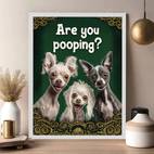 1pc funny dog poster are you pooping wall art bathroom decor dog decor canvas 12x16 inch 2d