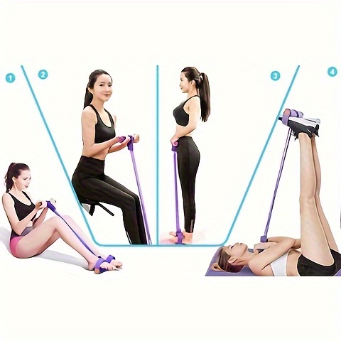 6-Pipe Elastic Yoga Resistance Band - Purple PVC Exercise Bands for Core, Arms & Legs Workouts, Home Gym Fitness Equipment with Multi-Level Tension, Durable & Portable Stretching Trainer for All Fitness Levels, Core Workout, Compact Design, Sturdy Handles, Strength Training