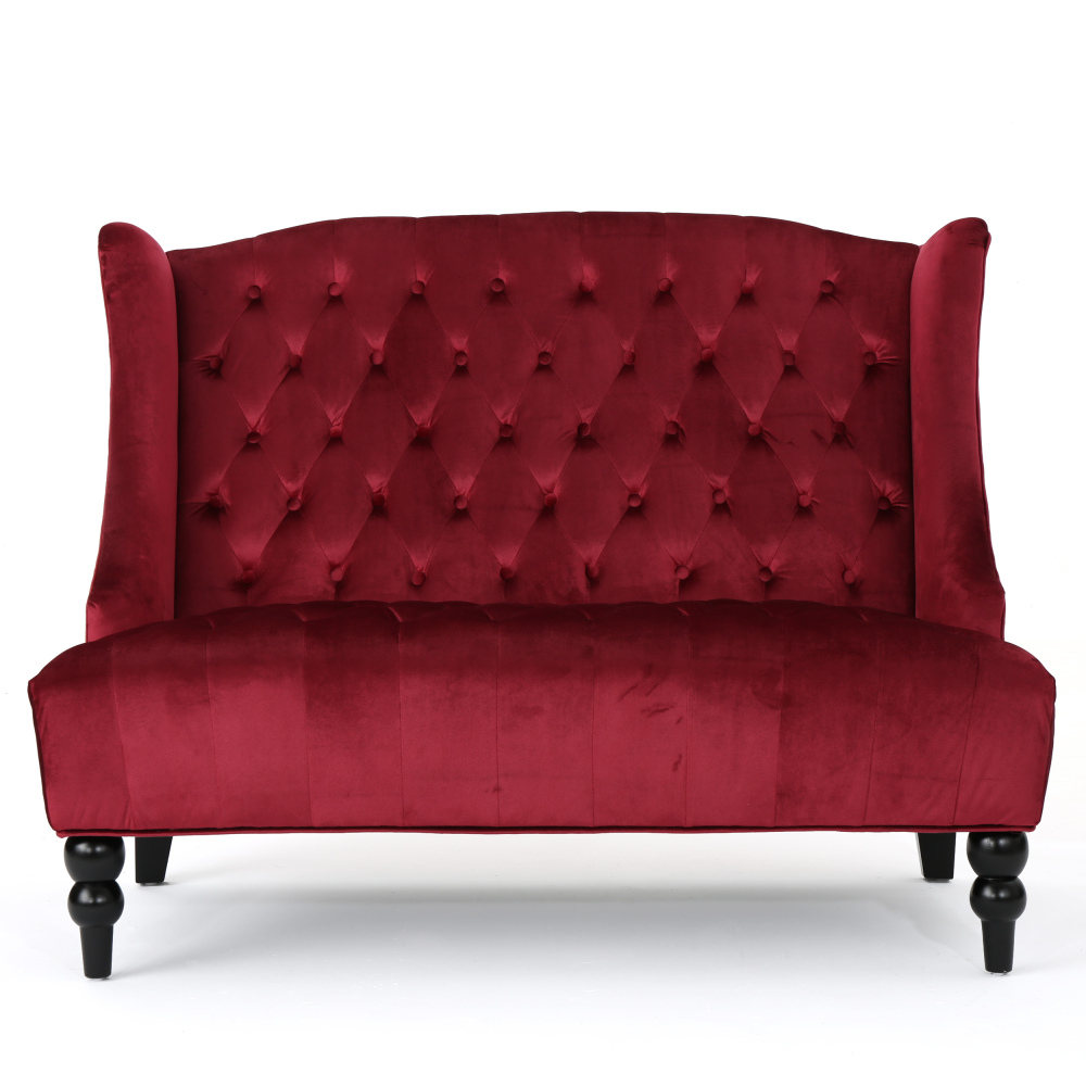 50-Inch Two-Seater Sofa, Comfortable Velvet Fabric, Mid-Century Modern Style, Minimalist Design, Extended Backrest, Compact Two-Seater Suitable for Bedrooms, Apartments And Home Offices