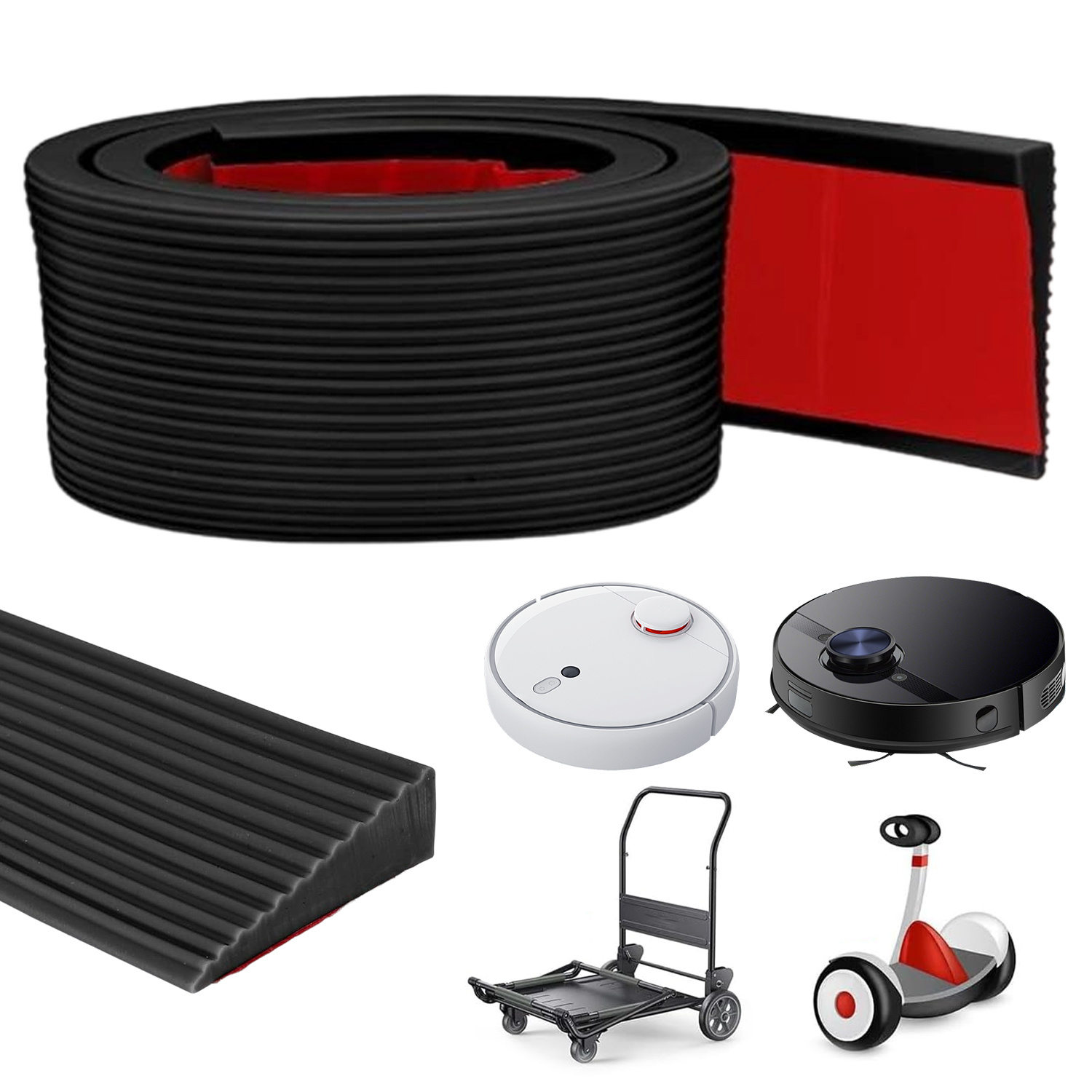 Image of Versatile Threshold Ramp, 150x8x3cm, Supports 500kg For, Walker, Scooter, And Robot Vacuum Access, With Slip-resistant Textured Surface, Weather-resistant And -to-fit Design