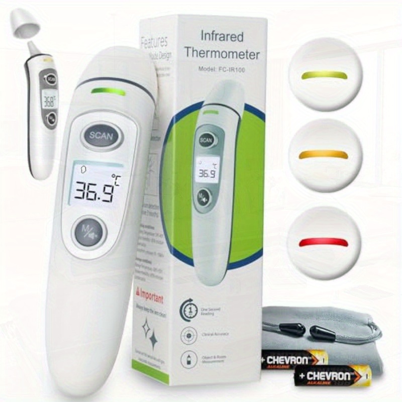 Forehead and Ear Thermometer Digital Infrared Thermometer for Youngsters Adult and Whole Family Multifunction Quick Accurate Reading Fever Alarm Record Memory, Fever Measurement, Health Monitoring, Portable Thermometer, Compact Design, Hygienic Surface, Plastic Construction, Memory Function, No Touch Thermometer, Medical Use, Adults Health - Image 4