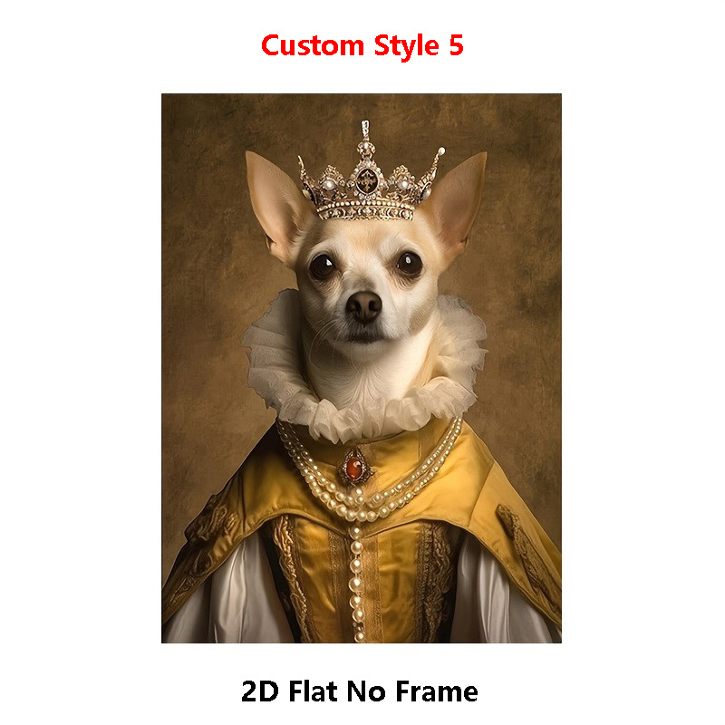 1pc Custom Pet Portrait from Photo - Personalized Royal Style Suitable for Cat & Dog Memorial Canvas Print, Upload Your Own Picture for Home Decor, Birthday Gift, Pet Photo Gift for Dog Cat Owners