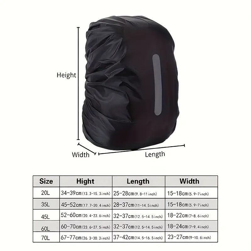 1 stuks Reflecterende Regenhoes voor Rugzakken, Universele Pasvorm Ademende Anti-Slip Beschermer, Hoge Zichtbaarheid…: retailer-supplied image