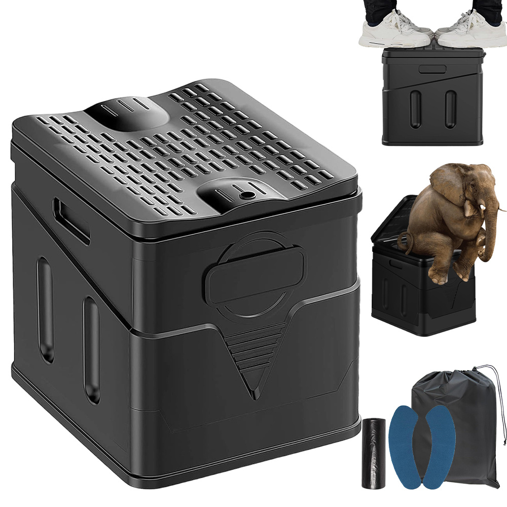 Image of 20l Outdoor Folding Toilet For Travel Self-driving Camping, Compact Toilet With Anti-slip Base Easy To Fold, Stool Toilet