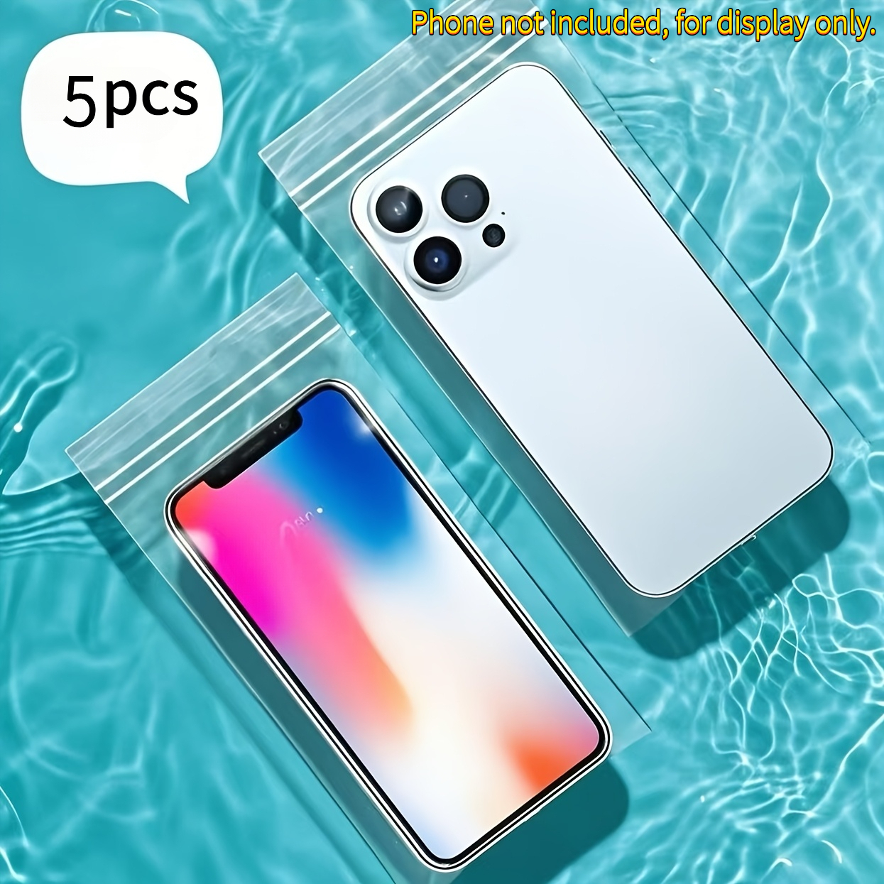 TEMU Phone Case: 5pcs Large Transparent Anti-sweat Mobile Phone Protective Bag, Screen Compatible, Mobile Phone Zipper Bag, Dustproof Mobile Phone