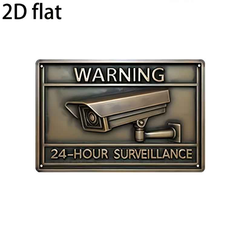 TEMU 2d Flat - 2d Plane - 2d Plane, Retro Wooden Surveillance Warning Sign With Camera Icon - Durable, Easy To Hang, 24/7 Alert - Suitable For Home,