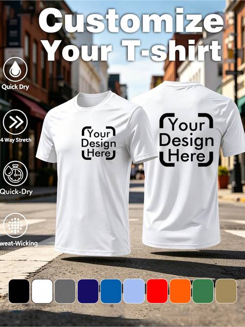 bulk order compatible for team uniforms corporate branding mens quick dry breathable t shirts custom photo printing with your own pictures personalized bulk shirts suitable for birthdays gym cycling running events photo design