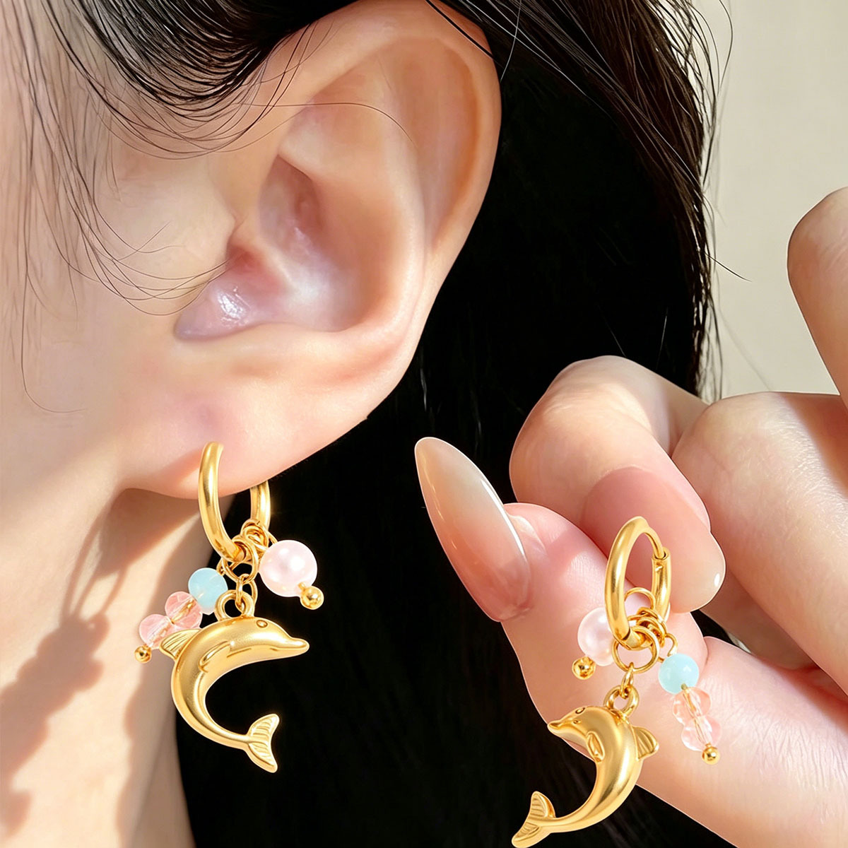 TEMU 2pcs Boucles d'oreilles pendentifs et mignons, Acier inoxydable 304 de haute qualité, étanches, antirouille, hypoallergéniques, boucles