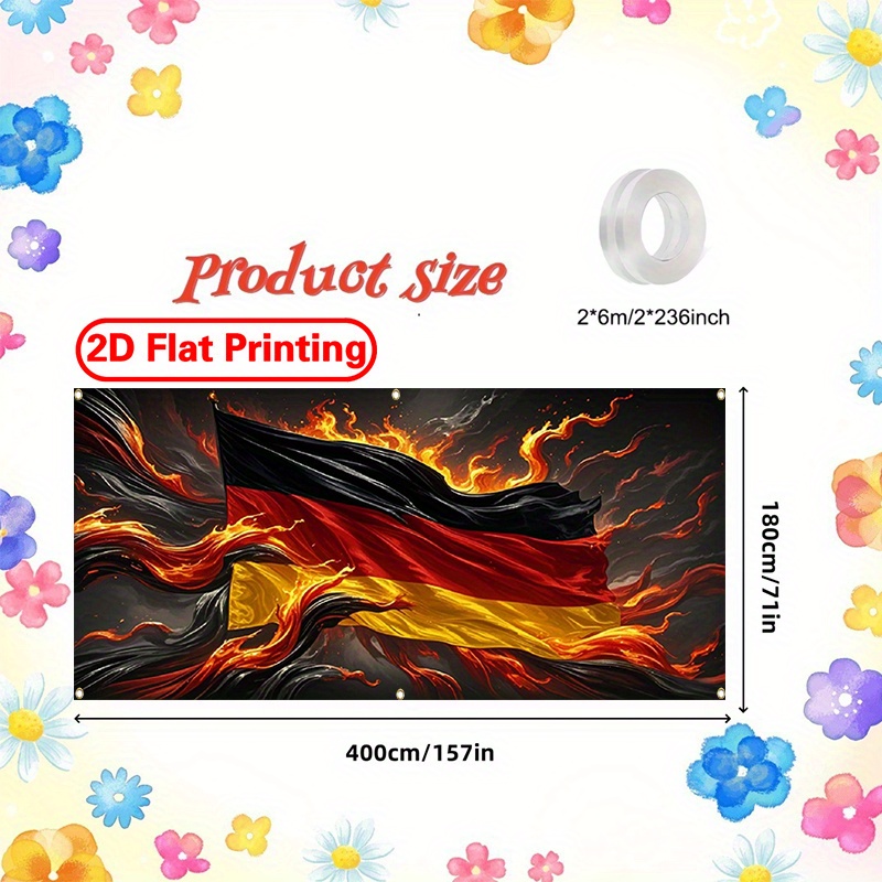 TEMU 2D-Flachdruck – . großes Garagentor-Banner aus Polyester – Deutsche Flagge kreatives Design-Thema Party-Banner – Vielseitige Deko für Feiertage,
