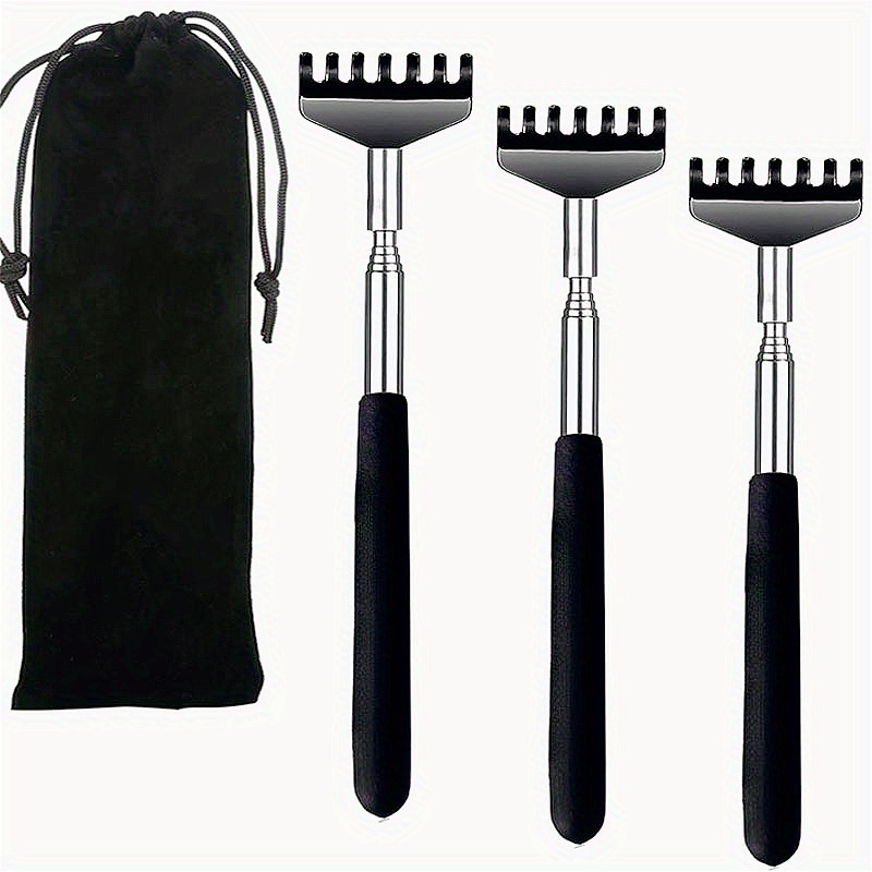 Image of 4pcs Back Scratcher With Gift Bag - Portable Metal Stainless Steel Telescopic Massage Tool - For Men/stocking Stuffers For Women