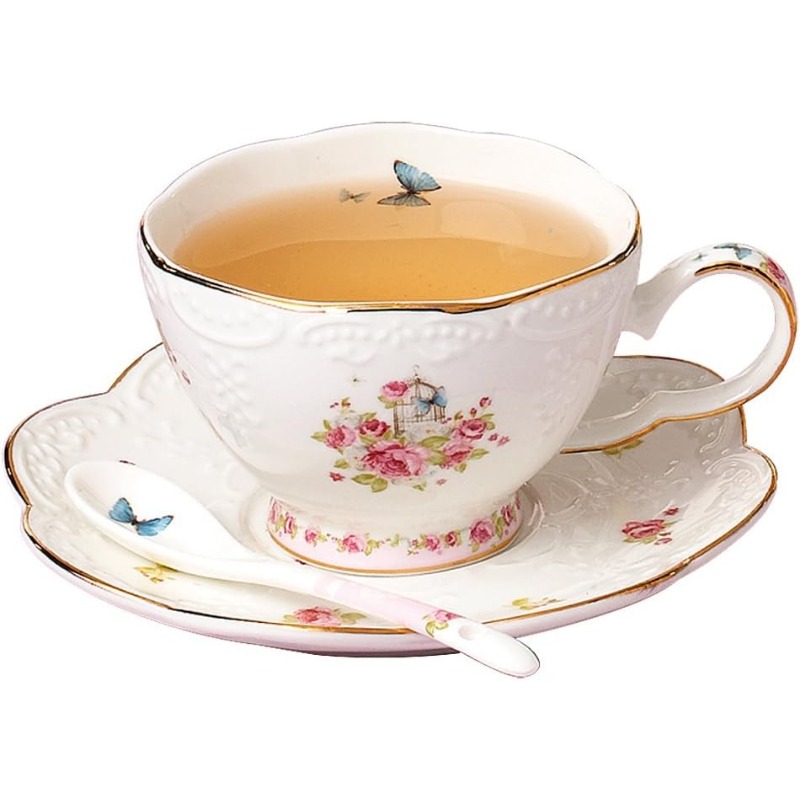   flower series tea sets tea cup saucer set with teapot warmer filter and spoon 16pcs in 1 set 16pcs set, tea cup and saucer, teacup, tea cups and saucers, home  , tea  , elegant teacups,   porcelain, delicate  , complete tea accessories, home  ,   Product details 2