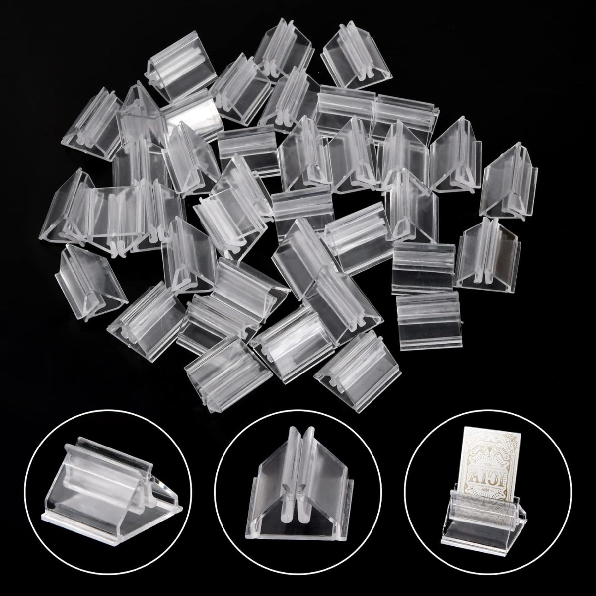 100pcs of Plastic Card Holders, Suitable for Games, Transparent Card Stands, Small Card Clips, Board Game Additions, Ideal Triangular Card Holders for Kids in Offices And Schools