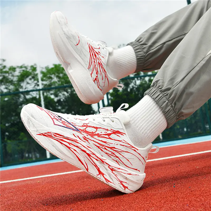 mens running shoes lightweight cushioned athletic sneakers with breathable fabric upper non slip pvc outsole white red accent gym jogging hiking shoes lace up closure for ideal for casual competitive use gym footwear performance footwear mens sophisticated low shoes shoes that glow in the dark fluorescent shoes yellow sneakers fluoride shoes cloth lace up shoes calf sports shoes Product details 5