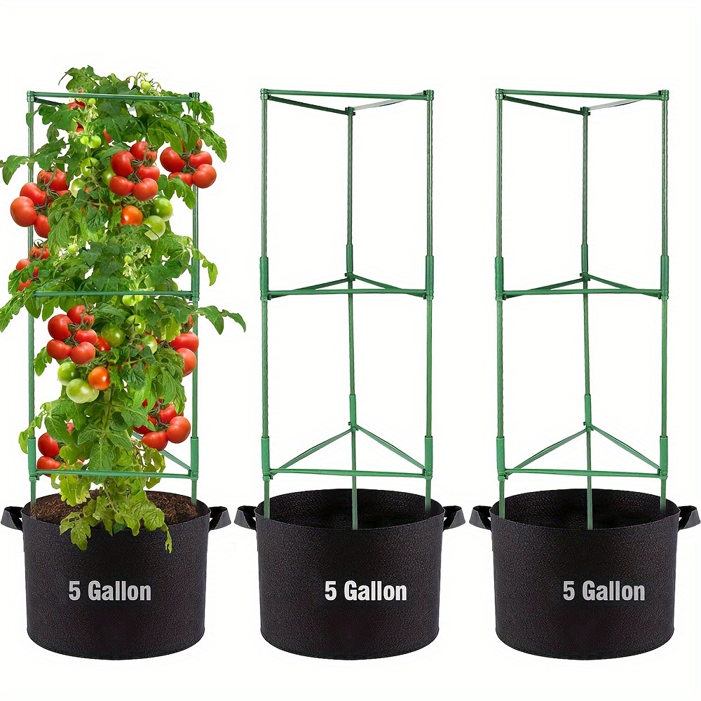2026 new arrival 3pcs large capacity box style tomato planting bags     gallon heavy duty non woven fabric planters with handles suitable for indoor and outdoor use with drainage holes 10 58oz thick