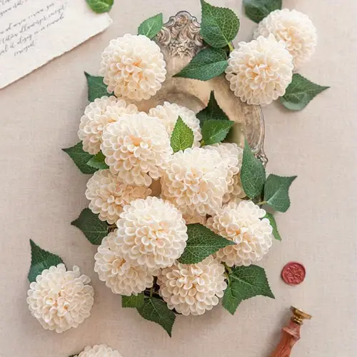 25pcs artificial dahlia flowers real looking elf roses with stems for diy wedding bouquets bridal shower centerpieces floral arrangements party tables home decoration