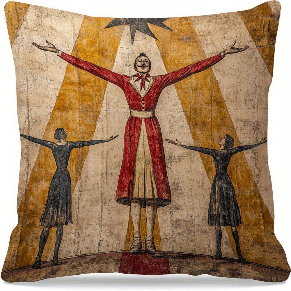 TEMU 1pc, Art Throw Pillowcase 17.7x17.7 Inches - Traditional Style, Single-sided Printing, Zipper Closure, Vibrant Circus Design For Sofa Bed Decor,