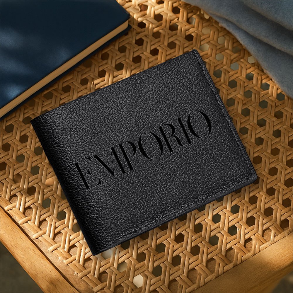 EMPORIO Men'S Luxury Faux Leather Wallet - Multi-Card Holder with Cash Pocket, Golden-Tone Hardware & Lining