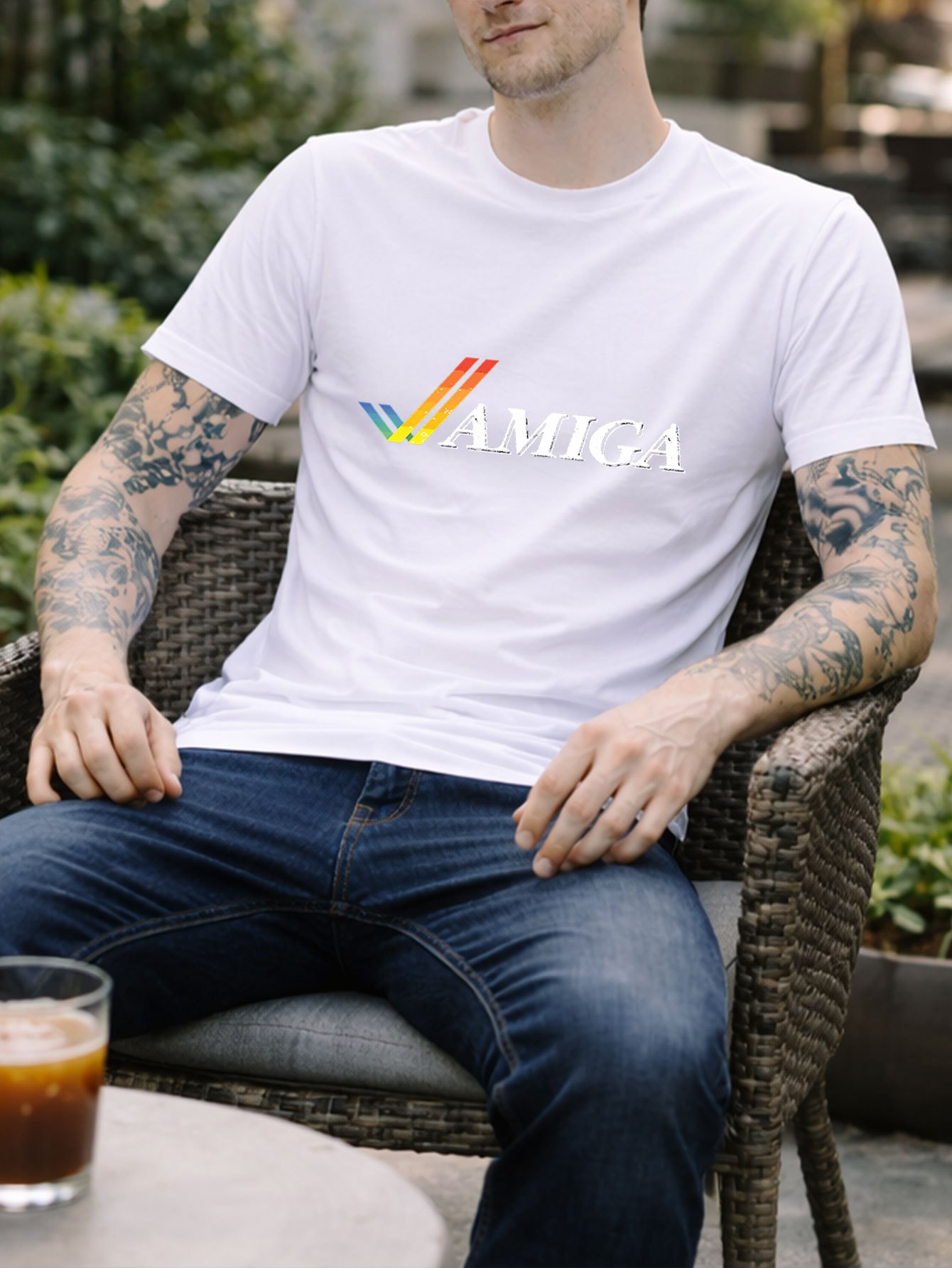 amiga logo herren t-shirt - sportlicher hip-hop style