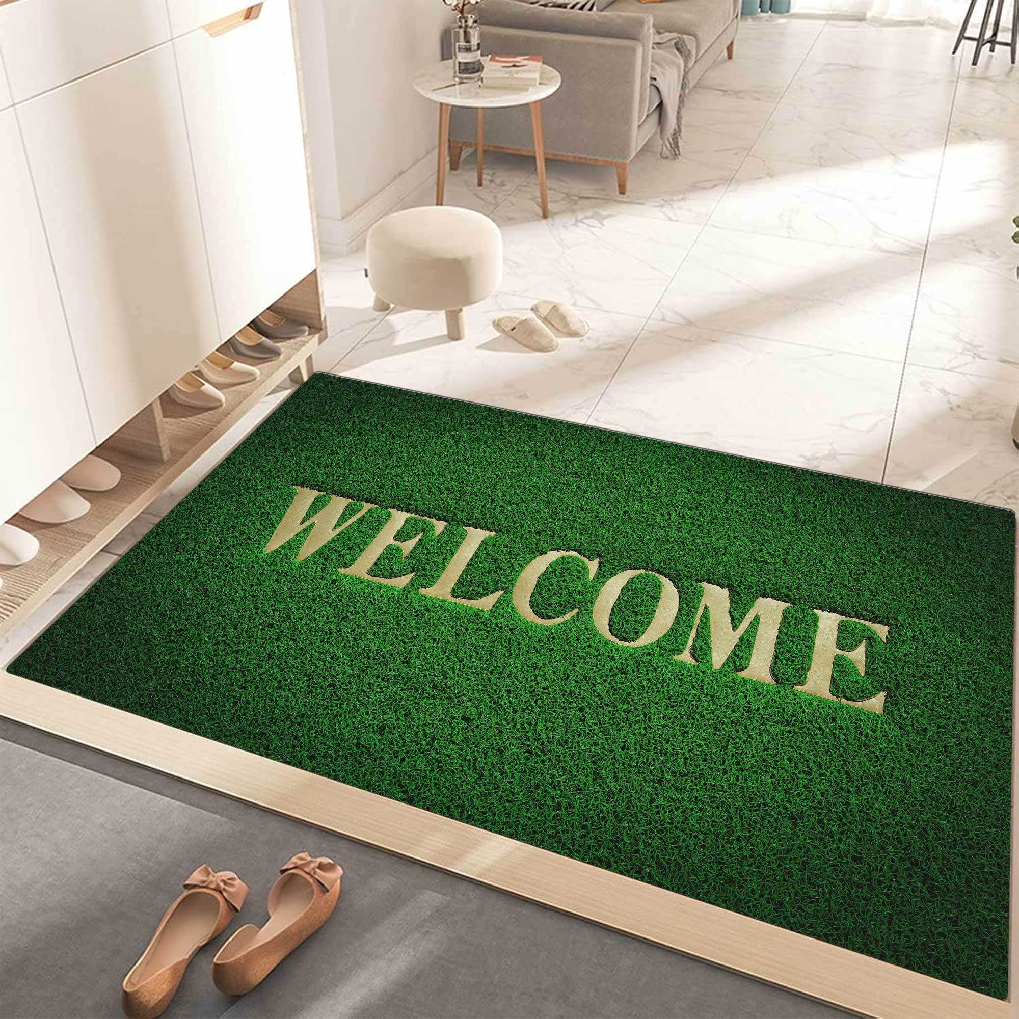 1  grass print welcome doormat non slip absorbent polyester floor mat machine washable for living room bedroom bathroom kitchen home decor details 2