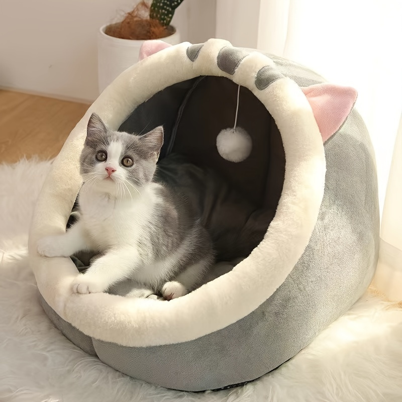 TEMU 1pc Comfortable All- Cat Bed, Warm - , Detachable And Washable Polyester Material, For Indoor