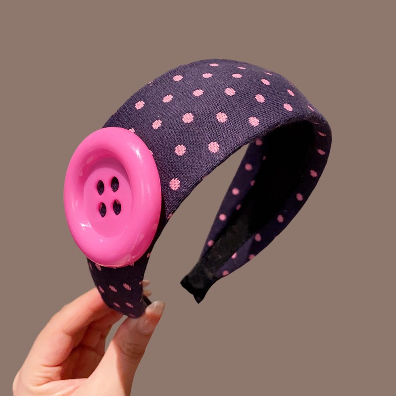 Cute Polka Dot Button Decor Headbands