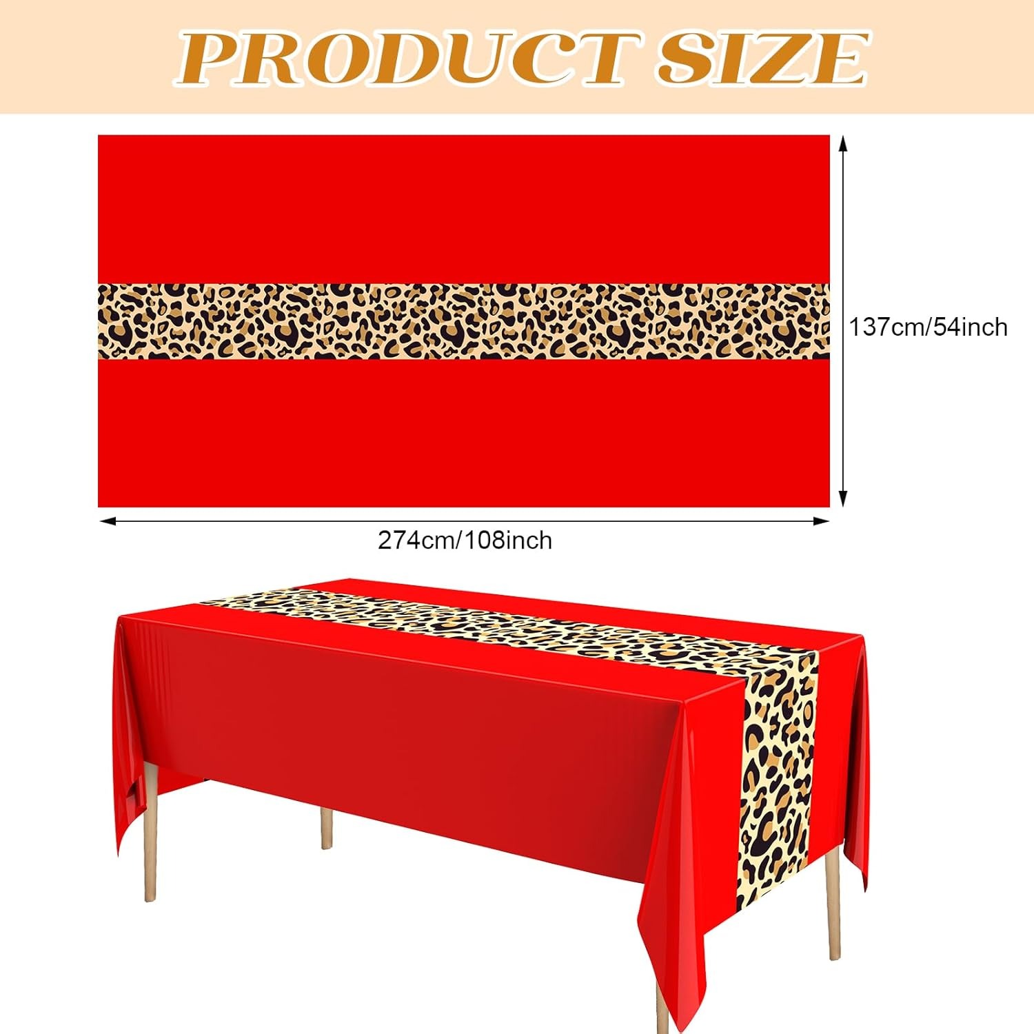 TEMU Leopard Print Tablecloth 137.16 X 274.32cm Leopard Plastic Tablecloth Disposable Wildlife Print Party Decorations Wedding Birthday Party Gift