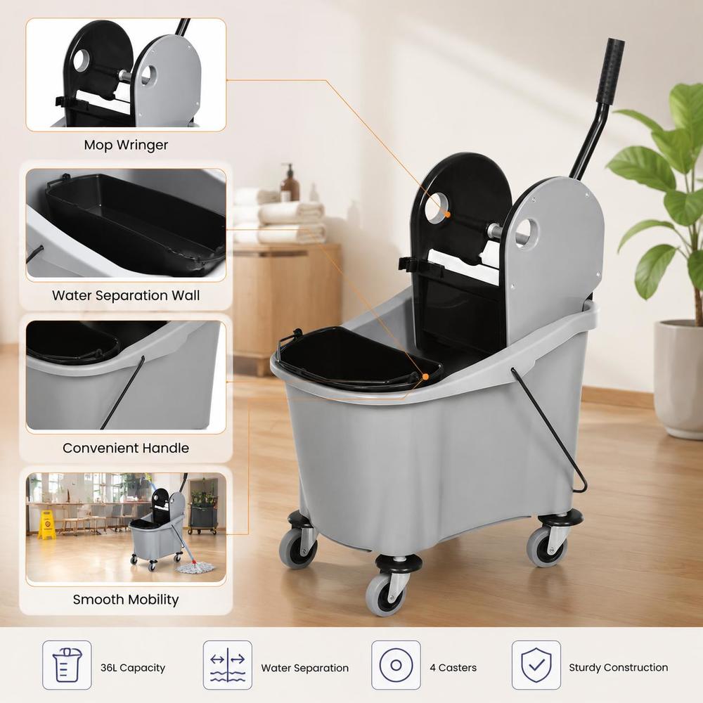 Commercial Mop Bucket with Down Press Wringer, 9.51gal Cleaning... product image 5
