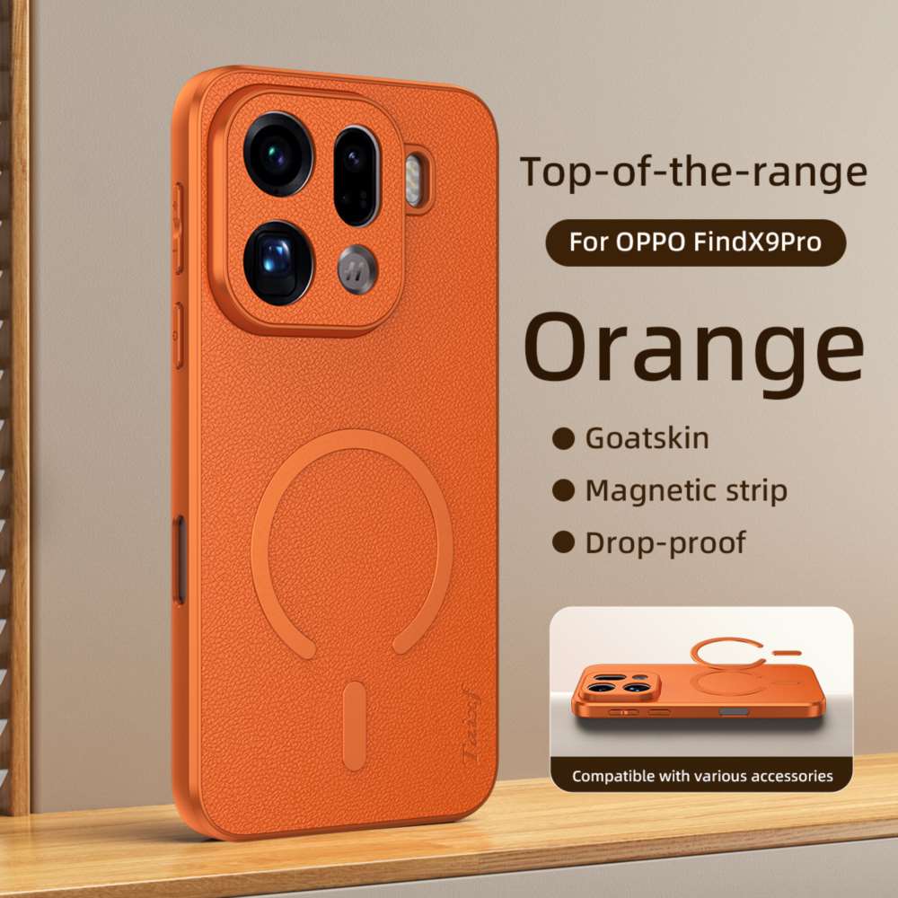 TEMU Custodia per telefono - suzione magnetica in pelle di capra adatta per OPPO Find X9 Pro, elegante, facile, resistente, custodia anti-sporco per