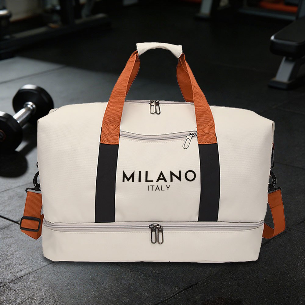 TEMU 1pc Italian Text Print Gym Tote Bag - Fashionable Color-block Travel Bag - Outdoor Sports Gym Bag - Single Shoulder Crossbody Tote Gym Bag Yoga