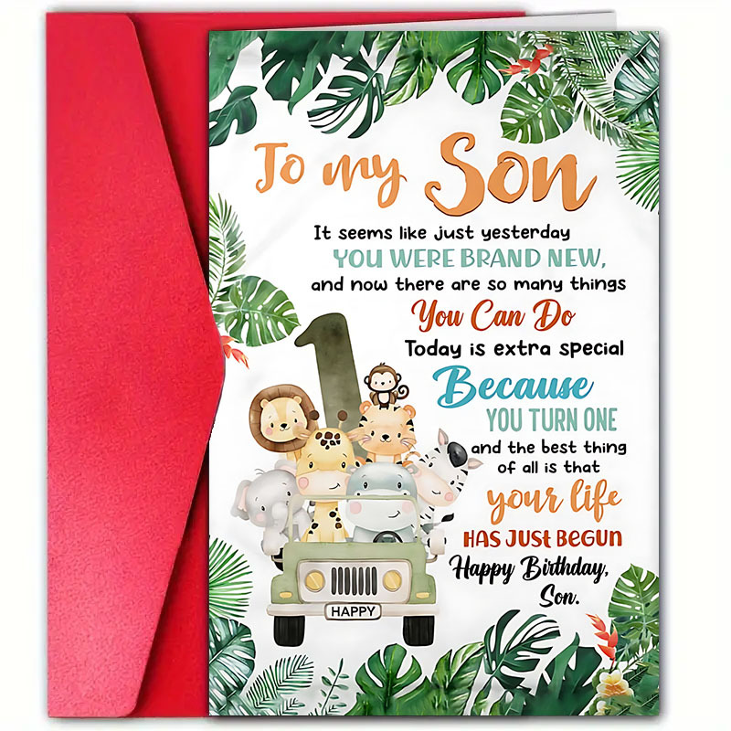 

1pc Adventure Birthday Greeting Card, High-quality Paper, Universal Birthday Wishes For Anyone, With Envelope, For Son & Daughter, Family Celebrations