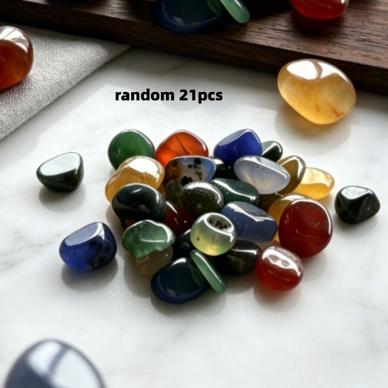 TEMU Random 21pcs Assorted Natural Gemstones, Including Eye, Amethyst, Citrine, Aquamarine, Etc. Suitable For Home Decor, Interior Decoration, Gift-,