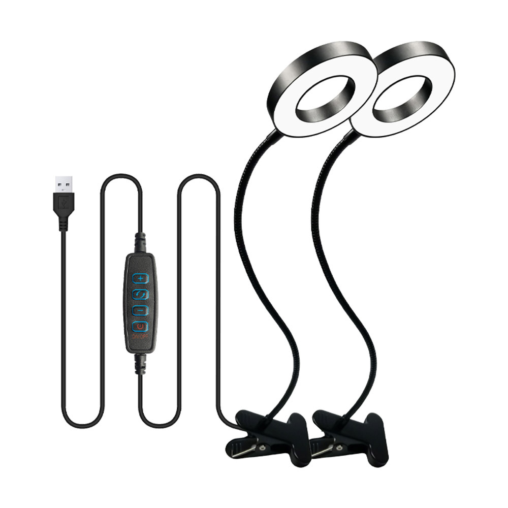 TEMU Led Desk Lamp With Clamp For Video Conference Lighting, Usb Light For Laptop Zoom Meeting, Clip On For Computer Webcam Lighting Dimmable Black