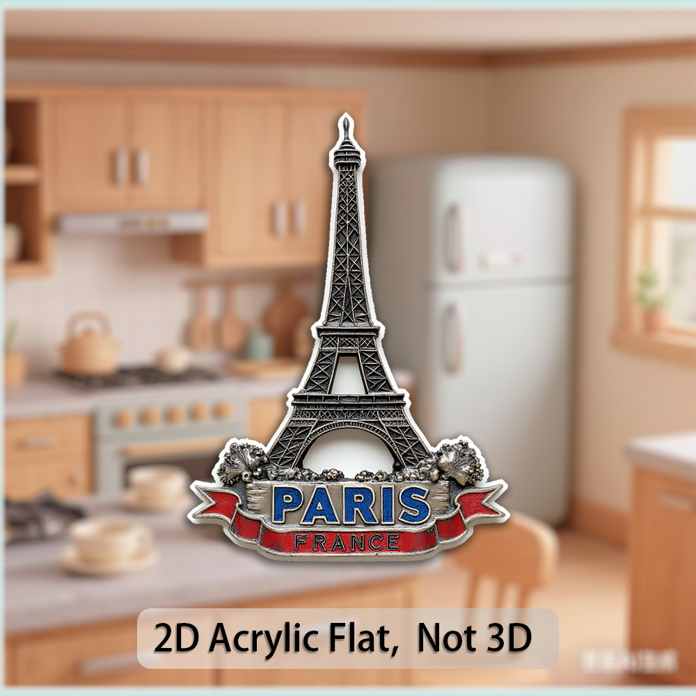 TEMU 1pc Aimant Plat 2D en Caoutchouc Acrylique Souple, Badge Paris Éternel - Design de Eiffel, Plein Rétro - Très Adapté aux Passionnés , aux de