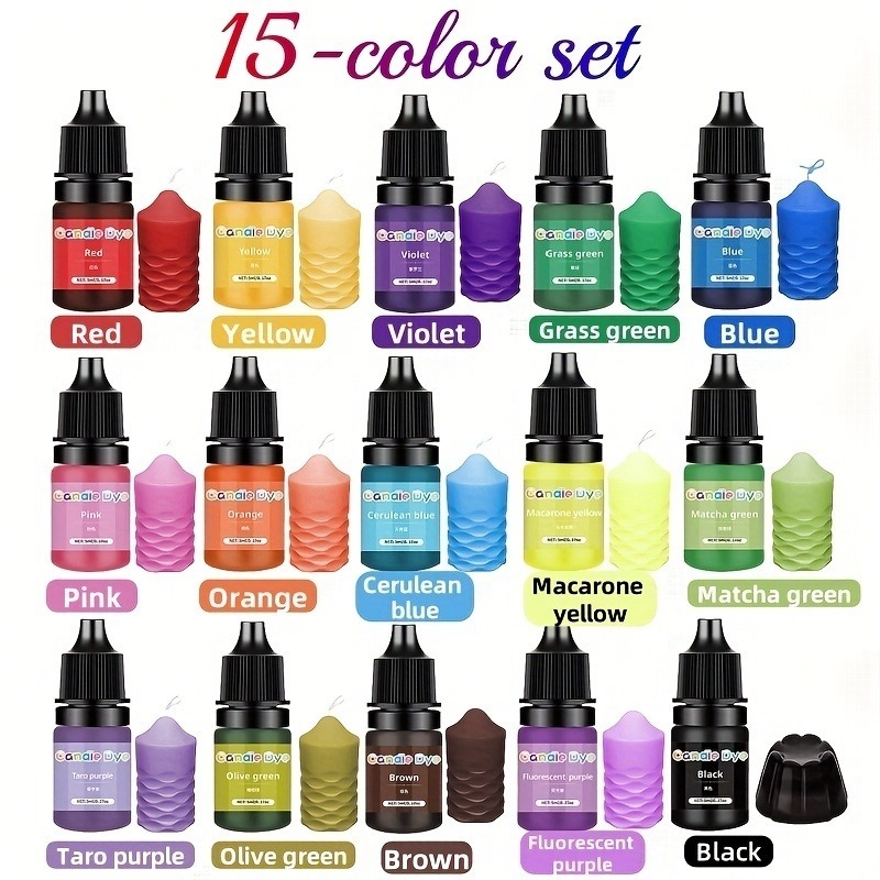 5ml Candle Dye Set: 8 Color Set/15 Color Set/24 Color Set, Pigment, For Diy Candle Dyeing, Suitable For Soy Wax, Beeswax, Palm Wax, Jelly Wax, Coconut Wax, Wax
