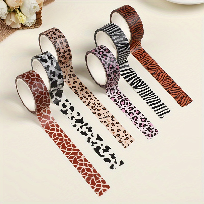 Image of 6-roll Set Of 5-meter Animal Print Washi Tape, Animal Pattern Tape Set, Zebra, Leopard, And Tiger Print Decorative Stickers For Journals, Scrapbooks, And Diy Creative Decorative Tapes