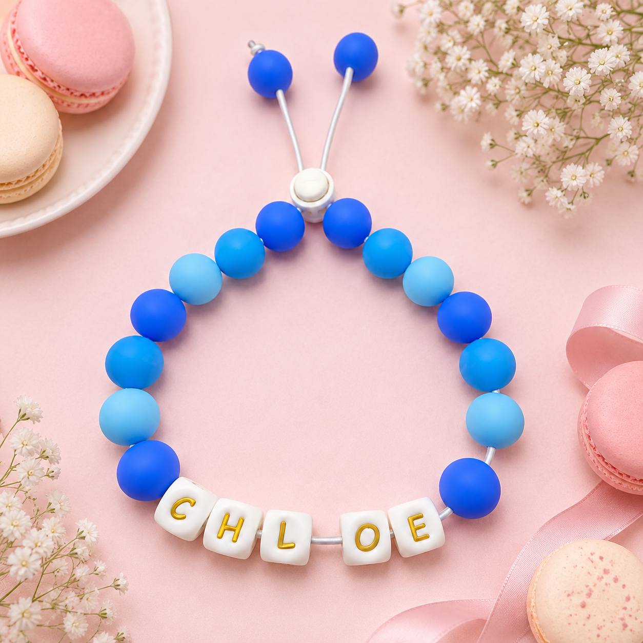 TEMU 1-8 Letter Personalized Name/initials Beaded Collar - Pet Tag Necklace With Elastic Anti-choking System, Macaron Colors Suitable For Kittens,
