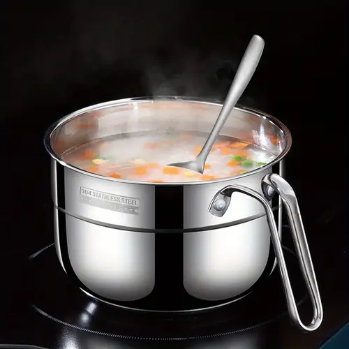 1pc 7 87 inch stainless steel milk pan 35ounces with handle soup spoon thickened design durable kitchen cookware