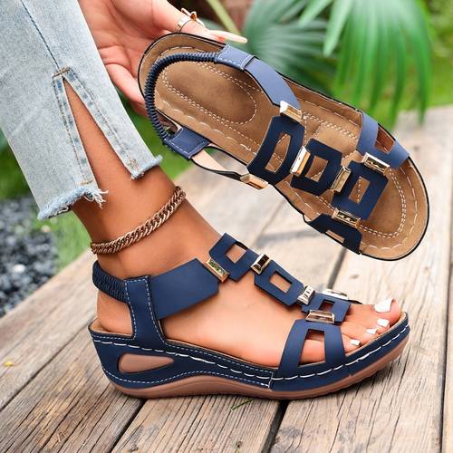 summer womens platform sandals fashionable casual wedge heel breathable womens shoes lightweight sandals with stylish sequin accents classic comfortable and elegant womens shoes a beach essential durable casual womens shoes